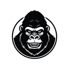 Gorilla Logo Flat Design. Head Monkey Modern Icon Template. Vector illustration