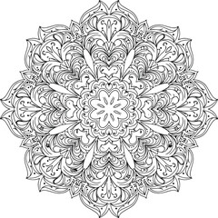 Vector decorative geometric mandala ornament inspired by Balinese heritage art, floral abstract pattern for textile and wallpaper design