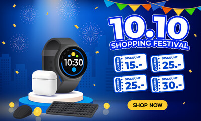 10.10 Shopping Festival Sale Banner Template