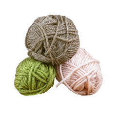 Cutout colorful ball of yarns isolated transparent png	