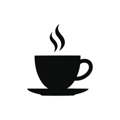 Coffee Cup Silhouette Vector – Two Steam Curls, Cafe Icon