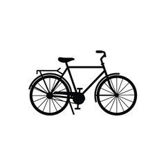 Fototapeta premium Commuter Bicycle Silhouette Vector – Diamond Frame with Rear Rack