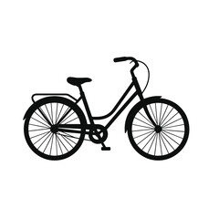 Fototapeta premium Commuter Bicycle Silhouette Vector – Step-Through Frame with Rear Rack