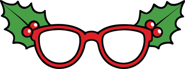 reading glasses decorated with christmas holly