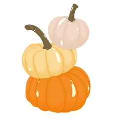 Stack of pumpkins, cozy autumn decoration 