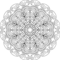 Vector swirl mandala ornament inspired by Balinese heritage style, abstract decorative pattern for creative design use