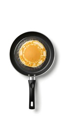 Non-stick frying pan with a pancake cooking, 