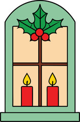 christmas candle and holly