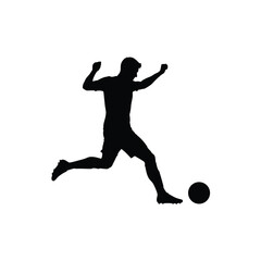 Footballer Power Shot Silhouette – Running Strike, Dynamic Vector