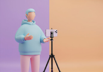 3D Character Recording Video with Smartphone on Tripod