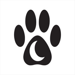 Obraz premium Dog Paw with Sun vector silhouette sketch art logo illustration