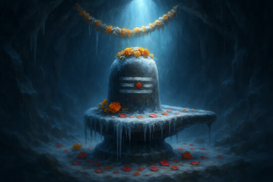Amarnath cave a sacred pilgrimage site where a Shiva Lingam forms naturally from ice and snow