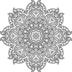 Vector heritage style Balinese ornament, intricate floral mandala decorative pattern for creative wallpaper and surface design