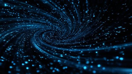 A mesmerizing swirling pattern of glowing blue particles on a dark background, representing the essence of data and technology. - Powered by Adobe