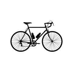 Fototapeta premium Road Bicycle Silhouette Vector – Racing Frame with Dual Water Bottles