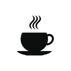 Round Coffee Cup Silhouette – Three Steam Curls on Saucer