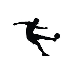 Soccer Player Jump Volley Silhouette – Acrobatic Shot Football Vector