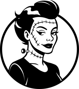 Vintage Frankenstein's Monster Girl in Retro Pin-up Style