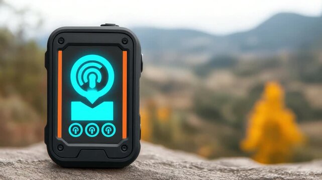 Rugged Smartphone on a Rock Surface with Nature Scenery in the Background and Vibrant Autumn Colors 4k video footage