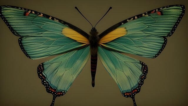 Exotic Teal and Gold Butterfly Specimen