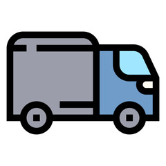 Icono de camión de carga. Vehículo de transporte pesado utilizado para traslado de mercancías y logística. Ilustración vectorial