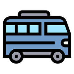 Icono de autobús. Vehículo azul de transporte público utilizado para movilidad urbana y traslado de pasajeros en la ciudad. Ilustración vectorial