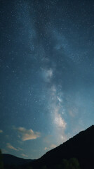 Fototapeta premium Star night sky mountain Milky Way landscape astronomy silhouette dark peaceful twinkle cosmic serene nature outdoor universe galaxy stargazing tranquil scenic celestial blue space cloud dusk