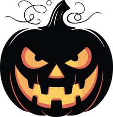 Halloween pumpkin jack o lantern face silhouette vector
