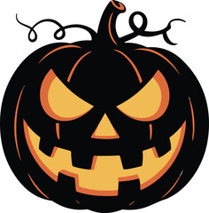 Halloween pumpkin jack o lantern face silhouette vector