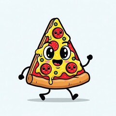 Cute Pizza Slice Character.