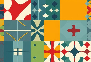 Obraz premium Swiss-inspired geometric patterns ideal for print media, featuring clean lines and bold colors, stylish, branding
