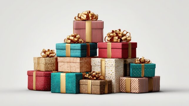 stack of gift boxes isolated on transparent background