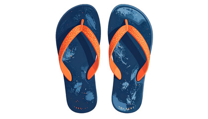 Casual Beach Sandals Flip-Flop Pair with Bright Orange Straps and Textured Footbed