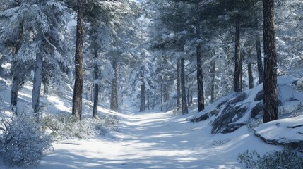 Fototapeta premium snowy winter forest path