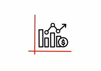 Revenue Growth Icon Line Vector Illustration
