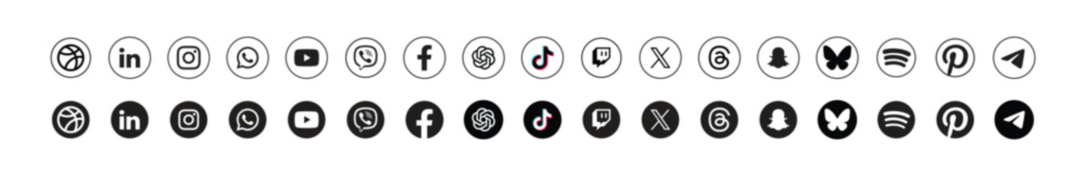 popular social media logos vector icon set of for editorial use