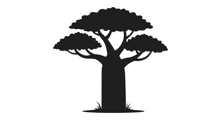 A striking black tree form against a white background silhouette