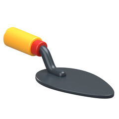 Stylized Trowel Illustration with Yellow Handle and Gray Blade on Transparent Background