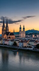 Fototapeta premium Munich Cityscape at Sunset.