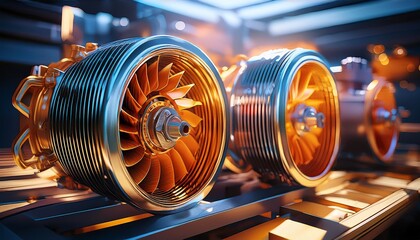 shiny new screw compressor rotors showing engineering precision