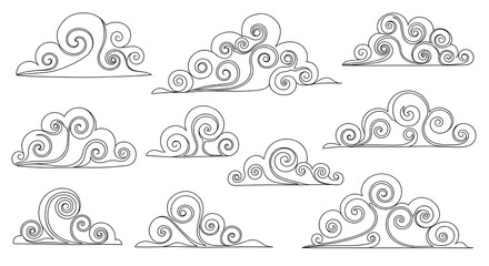 Fototapeta premium Whimsical Cloud Designs for Illustrations.