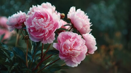 Fototapeta premium beautiful pink peonies in the garden growing peonies gardening and landscaping no logos no brands ar 169