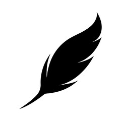 Silhouette curved feather sketch clean minimal concept elegant vector design with white background  