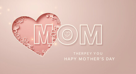 Elegant Mothers Day Greeting Card with Heart and Floral Accents