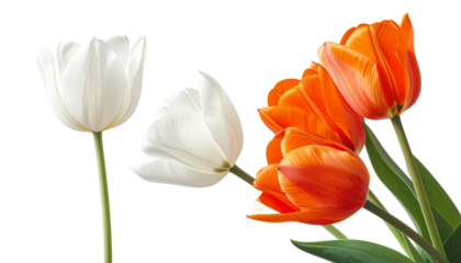  Elegant Tulip Blossoms Double Variation Set, isolated on transparent background.j