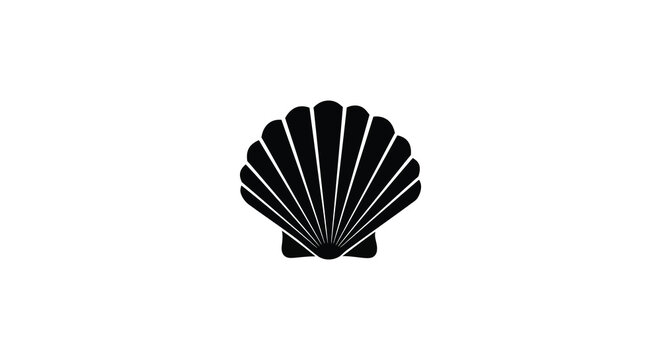 Detailed black seashell design with radiating lines a striking silhouette