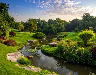 Fototapeta premium Serene Garden Landscape.