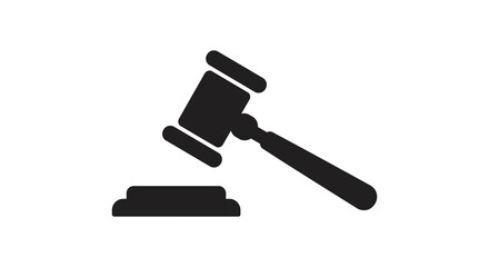 A black gavel and sounding block icon a legal justice symbol silhouette