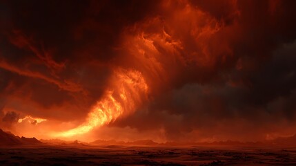Fire tornado swirling in the desert, intense dramatic flames, high detail, realistic firestorm background2