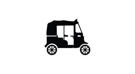A simple black and white illustration of a three wheeled vehicle silhouette